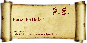 Hesz Enikő névjegykártya